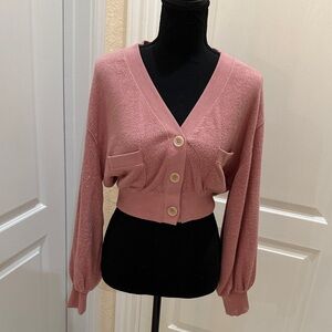 Urban Outfitters Pink V-Neck Cardigan